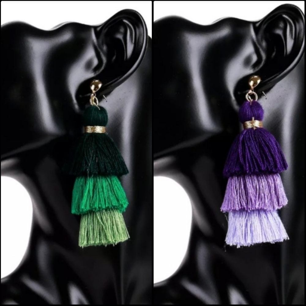 Bohemian Tassel Fringe Stud Dangle Earrings
